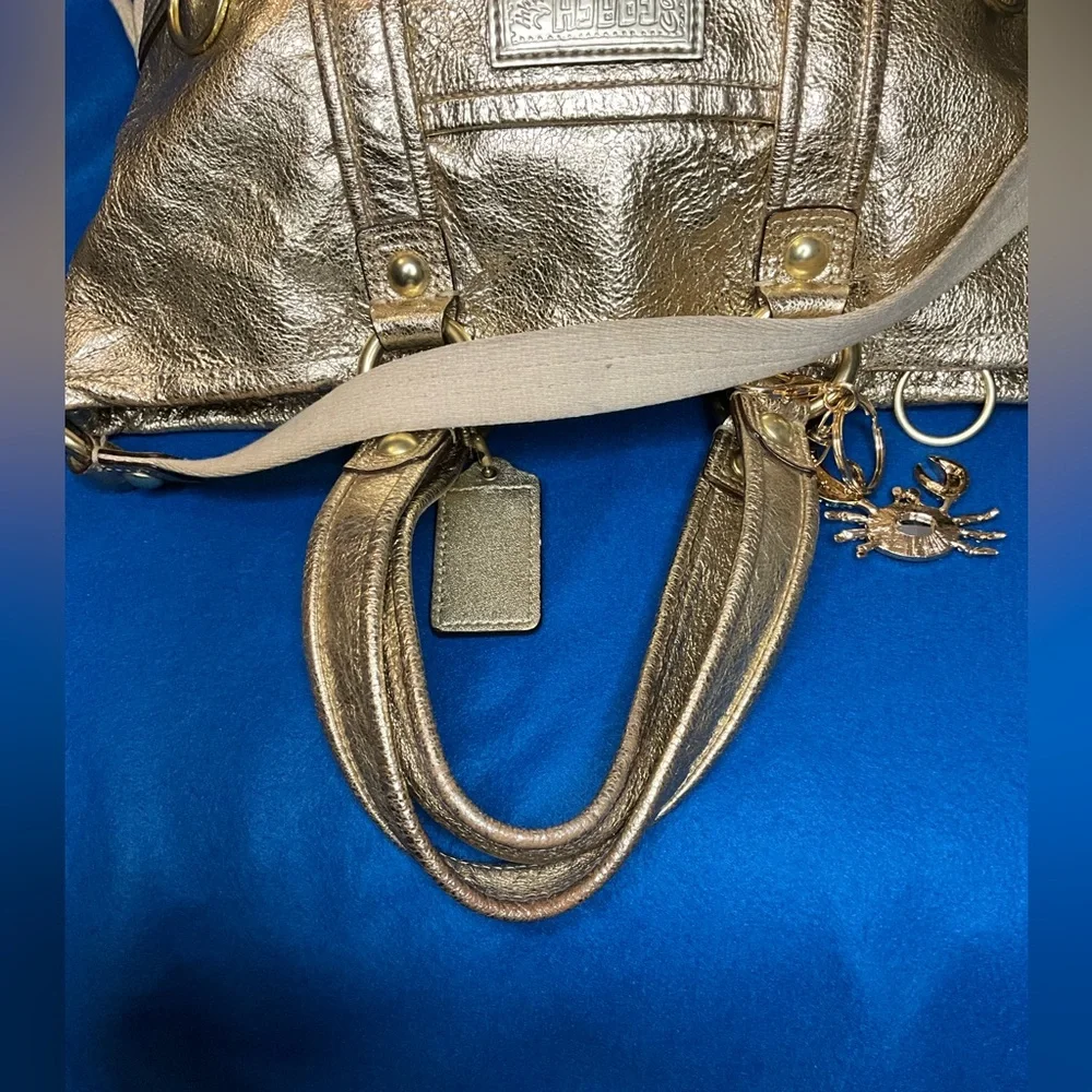 Coach Poppy Metallic Gold Leather Jazzy Satchel Bag 2009. COA included